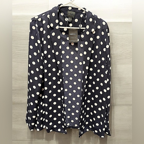 Forever 21 Navy Polka Dot Blazer NWT MEDIUM - Picture 1 of 4